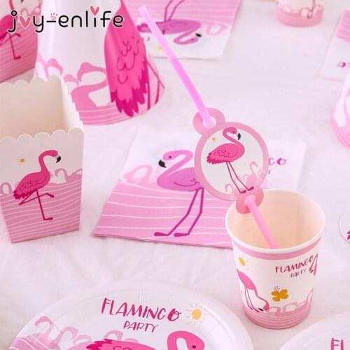 Pink Flamingo Birthday Party Decoration Paper Plates Napkins Cups Tableware Flamingo Wedding Decoration Summer Party Supplies