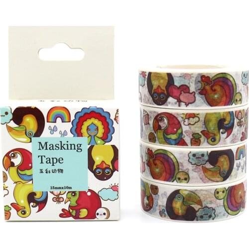Box Package Multicolored Animal Washi Tape Masking Tape Decorative Scrapbooking Office Adhesive DIY Sticker Label Tape 10m*15mm