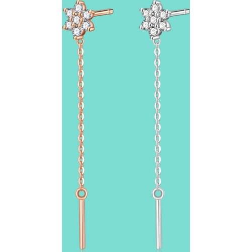 100% 925 Pure Silver Ear Wire Female Models Sexy Flower Pendant Silver Earrings Long Earrings Not Allergic Girl Favorite Jewelry
