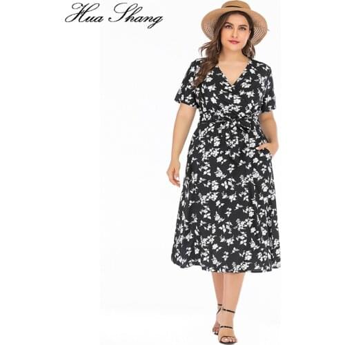 5xl 6xl Plus Size Casual Dress Women Summer V Neck Short Sleeve Floral Print Boho Beach Dress Pockets Ladies Tunic Maxi Dresses