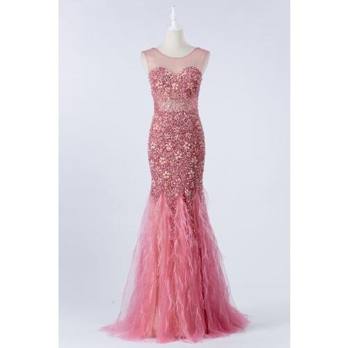 English Rose Evening Dress 2020 New fashion elegant beaded o-neck luckgirls Customizable fashion prom Dress mocini tailor