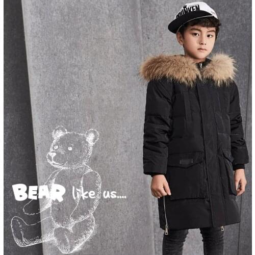 Boys Winter Jackets Fur Hooded Teenage Boys Winter Coats Children Duck Down Jackets Kids Outerwear for Age 8 9 10 12 14 15 Year