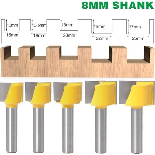 1Pcs 8mm Shank Clear bottom slotted Router Bit Shank Bearing Woodworking Milling Cutter Alloy Blade Diameter 16-25mm