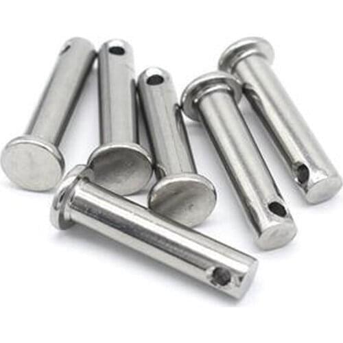 10pcs M8 304 Stainless Steel Pin Flat Head Pins With Hole Latch Plug Pin Cylindrical Pins 16mm-100mm