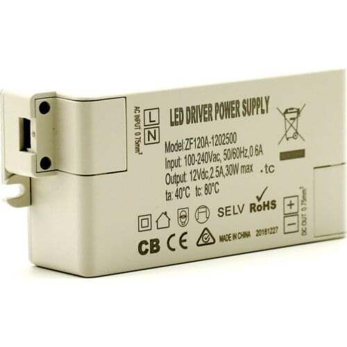 2Pcs ZHENHUAN ZF120A-1202500 12VDC 30W AC/DC Adapter LED Driver Starter for Ceiling Lights Spotlights Buried Fluorescent Lamps