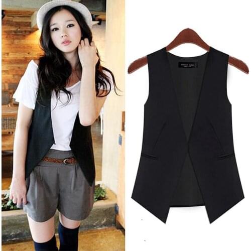 2020 spring autumn Plus size Fashion women suit Waistcoat OL work office Casual Vest Sleeveless Slim lady Vests S-3XL JC419