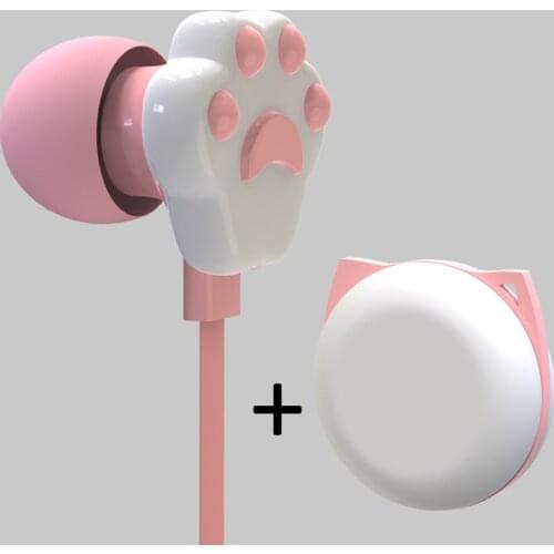 3.5mm Wired Earphone Cute Cat Paw Stereo Music Girl Earbuds With Microphone In-ear Sport Gaming Earphone for iPhone Xiaomi