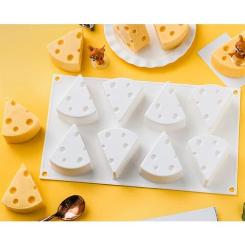 3D Cheese Shaped Mold 8 Hole Silicone Cake Mold Dessert Baking Tray