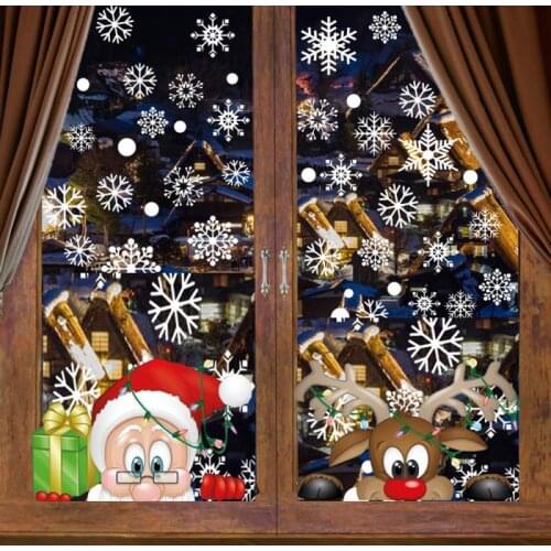 4pcs/8pcs Snowflake Electrostatic Sticker Window Kids Room Christmas Wall Stickers Home Decals Decoration New Year Wallpaper