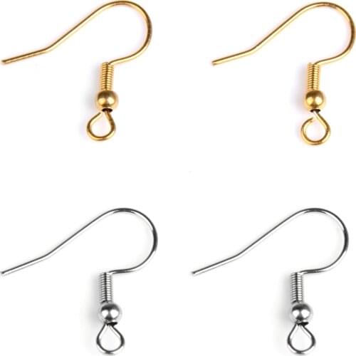 50pcs/lot Earring Hooks Stainless Steel Hypoallergenic Clasps Earring Findings For Women DIY Jewelry Hooks Making