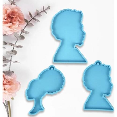 Keychain Casting Silicone Mould DIY Crafts Jewelry Pendant Making Tools Super Glossy African male Women Head Epoxy Resin Mold