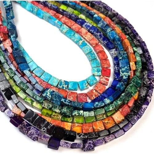 Natural Stone Beads Square Shape Emperor stone Loose Spacer Beads for Jewelry Making DIY Bracelet Necklace Accessories