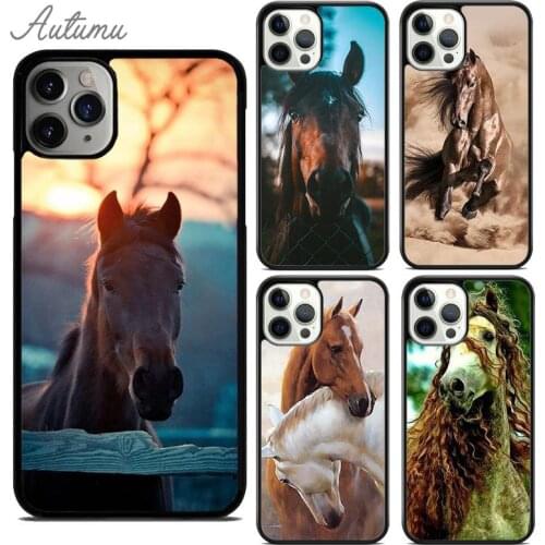 Horse Racing Run White Brown Animal Phone Case for iPhone 11 12 Pro Max mini X XR XS SE 2020 5 6 7 8 Plus Galaxy S8 S9 S10 Cover