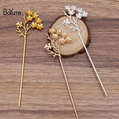 BoYuTe (10 Pieces/Lot) 51*47MM Flower Branch Hair Stick Vintage Bridal Wedding Hair Jewelry Diy Hand Made Jewelry Accessories