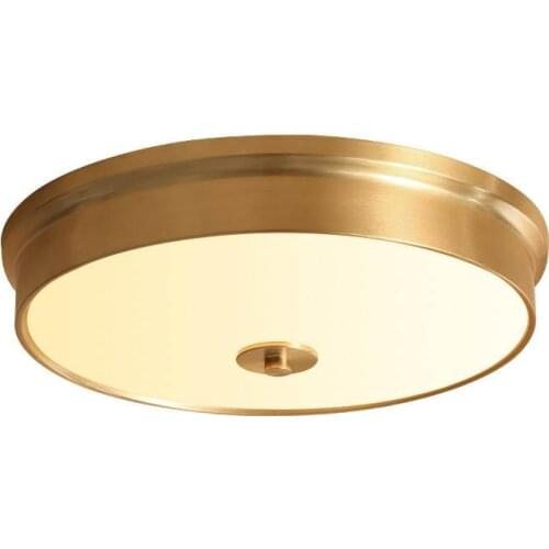 European Style LED Ceiling Lamps Simple Luxury Dining Room Bedroom Study Lighting Fixture Round Full Copper Ceiling Mounted Lamp