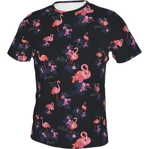 T Shirt For Men Clothing Printed Shirts Graphic Tee Exotic Pink Flamingo Novelty Oversized T-Shirt