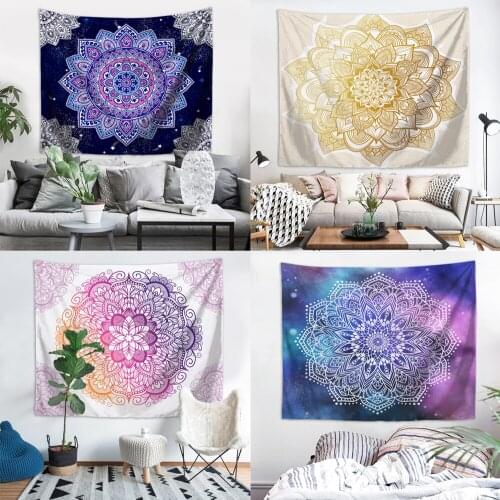 FYMX Indian Tapestry wall Mandala Fabric Psychedelic Large Tapestries Bedroom Decoration Lace Wall