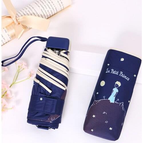 Mini Pocket Umbrella Women UV Small Umbrellas 220g Rain Waterproof Men Sun Parasol Cartoon Prince Kids Girls Travel Umbrella