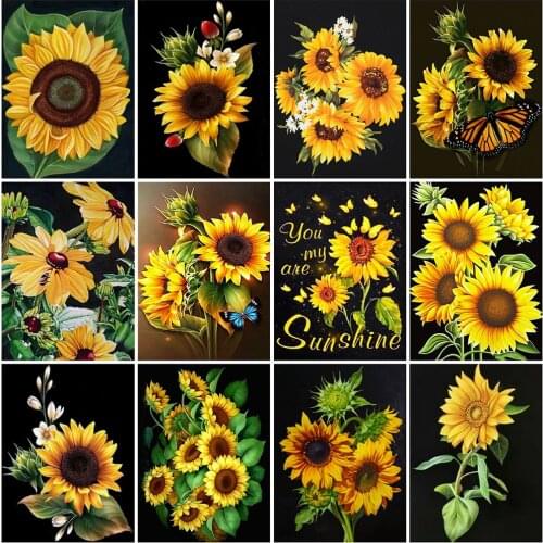 5D Diy Diamond Painting Sunflower Rhinestone Picture 3D Diamond Embroidery Flower Cross Stitch Mosaic Handmade Craft Home Decor