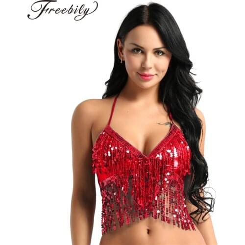 Belly dance costumes Women Fashion Sexy Latin Belly Dance Sequin beads Tassel Bra Tops for Party Club women belly dancing bra
