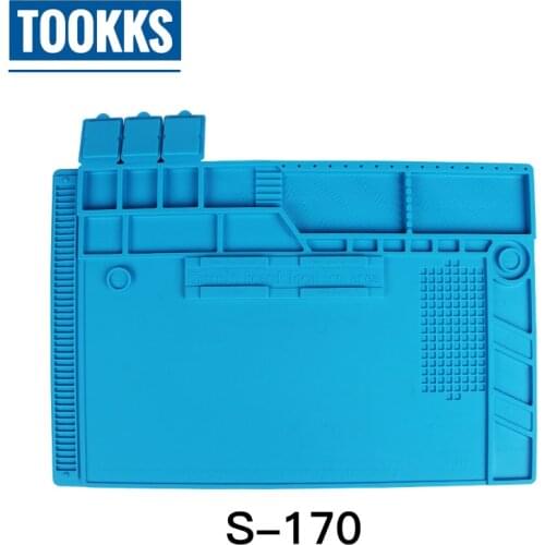 S-170 48x31.8cm Silicone Pad Desk Work Mat Soldering Station Iron Maintenance Platform Phone PC Computer Repair Mat Magnetic