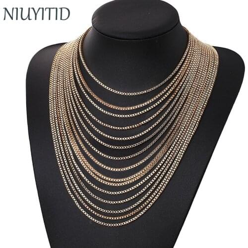 NIUYITID Multi Layer Necklace Gold Maxi Necklace Steampunk Style Vintage Accessories Long Chain Neclace Colares Longos SF8488