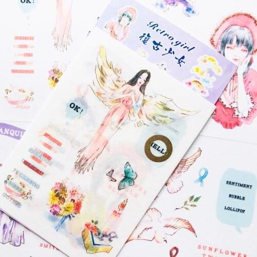 4 Sheets /Pack Angel Princess Girls Paper Stickers DIY Decorative Diary Stickers