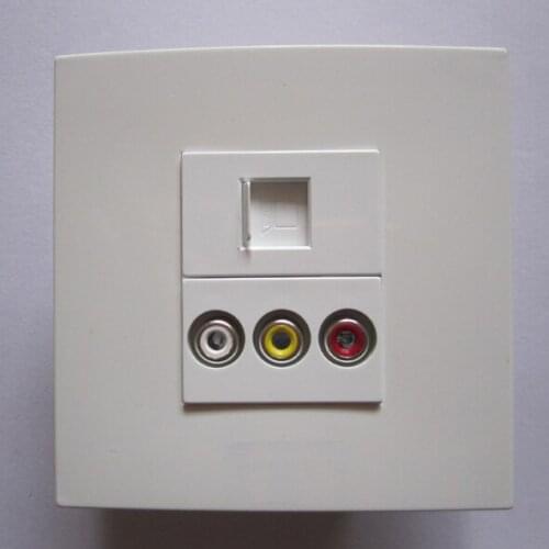 Free Shipping RJ45 With RCA Audio Video Wall Socket 86X86mm Standard Size Easy Using For Home Office Store