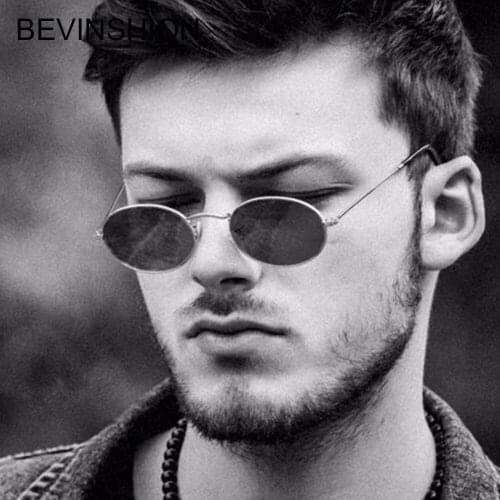 Classic Vintage Oval Sunglasses Men Metal Brand Retro Sun Glasses Couple Small Light Sexy Women Sunglasses Red Yellow Lens UV400