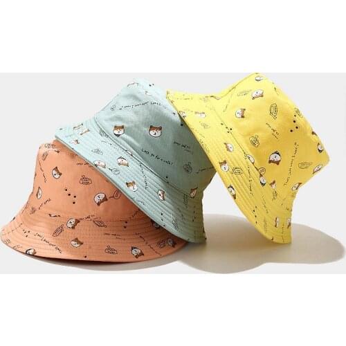 Spring Streetwear Bucket Hats Women Letter Print Cute Panama Men Summer Outdoor Fisherman Sun Unisex Basic Caps PJ205