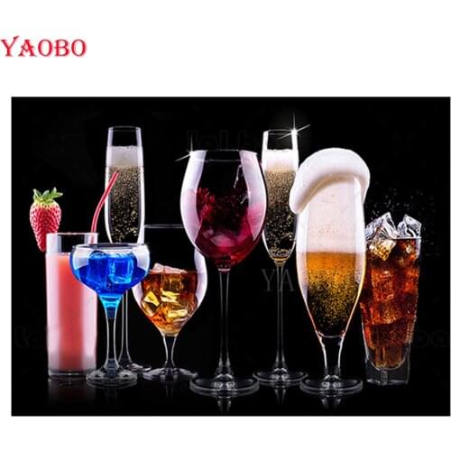 Full Diamond Embroidery Modern art colorful beer drink DIY 5D Square Diamond Painting rhinestone Mosaic picture 3D Cross Stitch