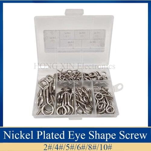 120pcs/Set Nickel plated sheep eye hook 2#4#5#6#8#10# Sheep eye self tapping screw Self-tapping hook