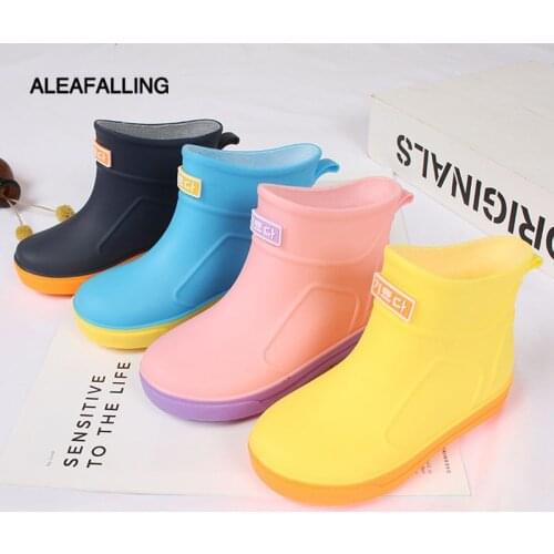 Aleafalling Solid Color Children Rain Boots Boys/Girls Waterproof Rainy Light Water Shoes Non-slip Wear-resistant Baby Rainboots