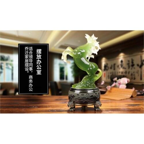 TOP COOL LARGE # office home Business TOP FENG SHUI Talisman Protection Money Drawing 3D crystal HORSE Sculpture statue 30cm