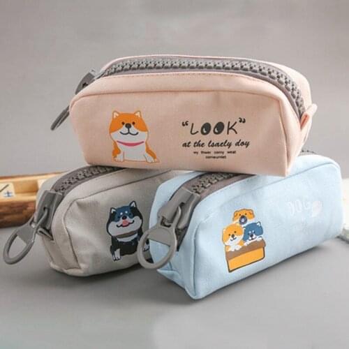 Creative Cartoon Cute Dog Zipper Large Capacity Pencil Bag Pen Pouch Stationery Gift School Supplies