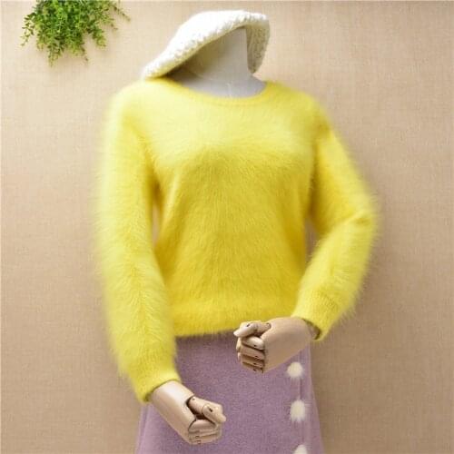 Women winter Clothes small size long sleeves Mink Cashmere knitted Jumper 100% Angora rabbit fur Bottoming Sweater Pull female