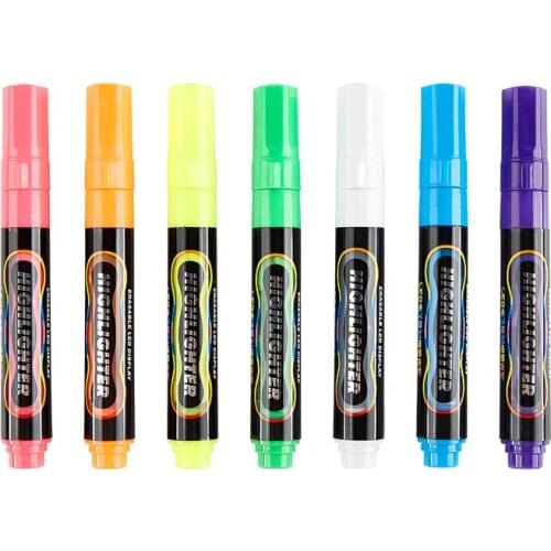 12pcs A Box of Baoke MP4901 LED Electronic Screen Erasable Highlighter Flat Head 7 Colors Color Marker Highlighter Pen