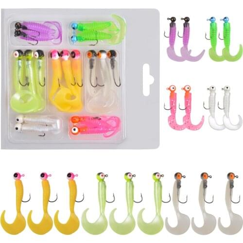17Pcs Fishing Lures Baits Tackle Including Soft Plastic Worms Bait Jigs Head Hooks For Pike Bass Trout Crankbait Accessories