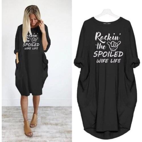 2020 Fashion T-Shirt For Women Pocket Rockin The Spoiled Wife Life Tshirt Tops Tees Women Off The Shoulder