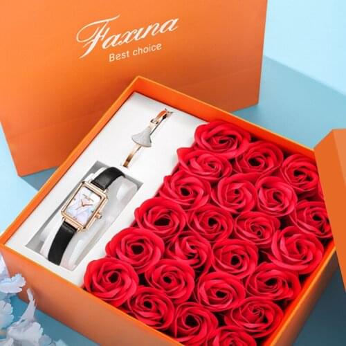 2021 Tanabata Valentines Day Gift Set Gift Box Small Square Watch Ladies Watch Gift Set