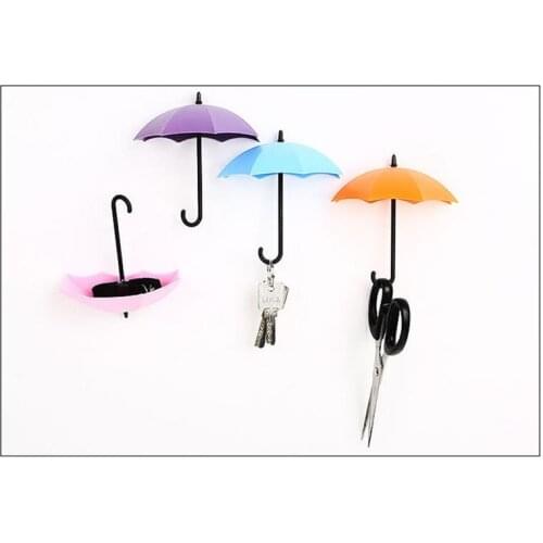 3pcs Umbrella Shape Wall Hook Colorful Key Holder Hanger Holder Wall Hook Kitchen Organizer Bathroom Accessories