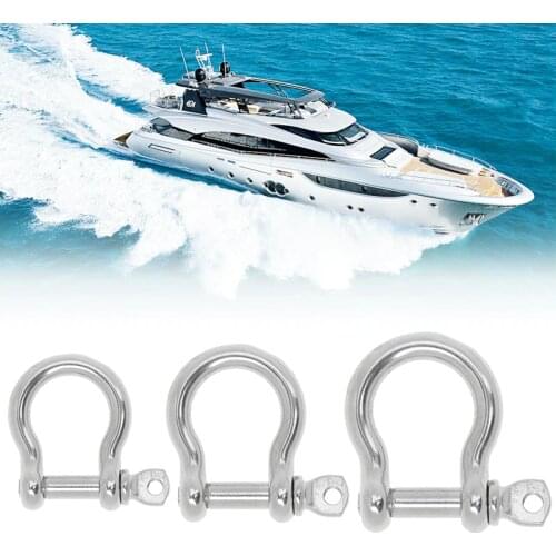 3 Pcs Boat Bow Shackle With Screw Pin Anchor Shackle Stainless Steel For Yacht/Canoe/Speedboat M4/M5/M6 Boat Accessories Marine