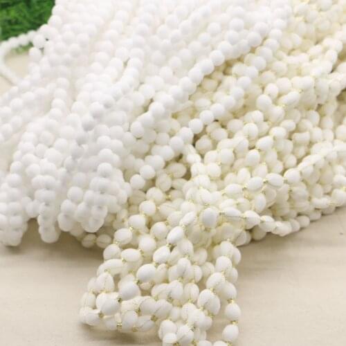 5yards White Pompom Ball Trim Braid Bobble Pom Pom Lace Garment Fringe Ball Decorative Trim for Scarf, DIY Dolls, Home Decor