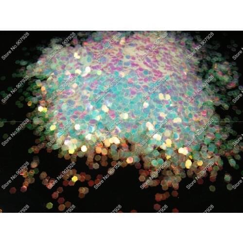50g 2mm nail powder Iridescent white with Gold color hexagon glitter for Nail Polish Gel Decoration and make up