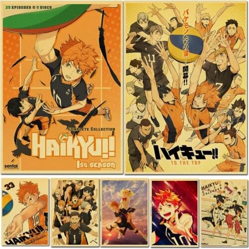 WTQ Anime Posters Haikyuu Retro Poster Volleyball Boy Canvas Painting Wall Decor Posters Wall Art Picture Room Decor Home Decor