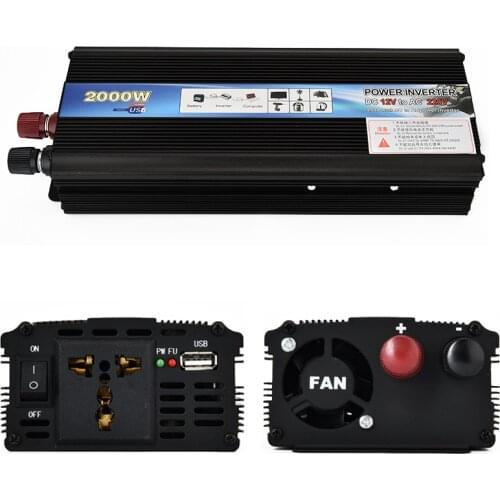 Professional Car Inverter 2000W DC 12V to AC 220V Power Supply Car Voltage Converter USB Charger Dual LED Display Inversor