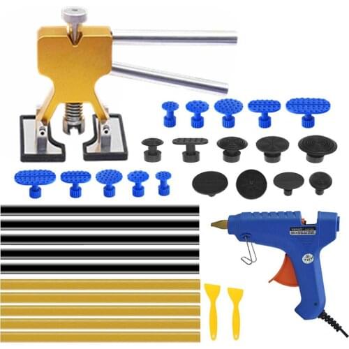 PAINTLESS DENT REMOVAL RED PULLER KITS WITH HOT MELT GLUE GUN FOR AUTO BODY CAR HAIL DAMAGE AND DOOR DINGS REPAIR