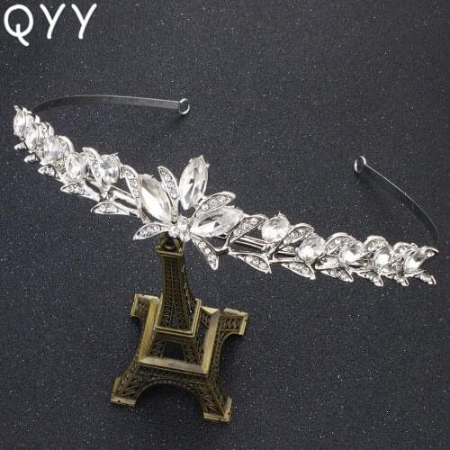 Fashion Tiaras and Crowns Wedding Hair Ornaments Women Princess Diadem Austrian Crystal Stone Hair Jewelry Accessories