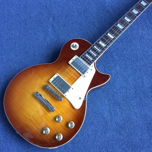 Rosewood fingerboard electric guitar, Tobacco burst maple top, Solid mahogany body electric guitar, Free shipping