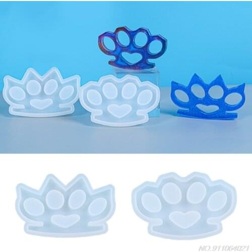 Crystal Epoxy Resin Mold 4 Cavity Knuckle Dusters Casting Silicone Mould DIY Crafts Self-Defense Weapon Making Tools Wholesales